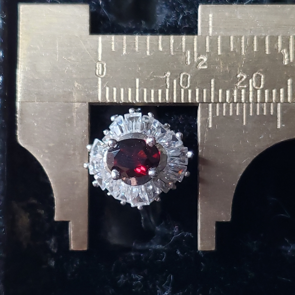 Ruby-Colored Stone & Crystal Undulating Surround … - image 2